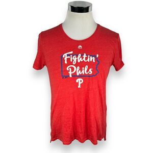 Majestic‎ Philadelphia Phillies Fightin Phils T-Shirt Men's Medium MLB Tee Red